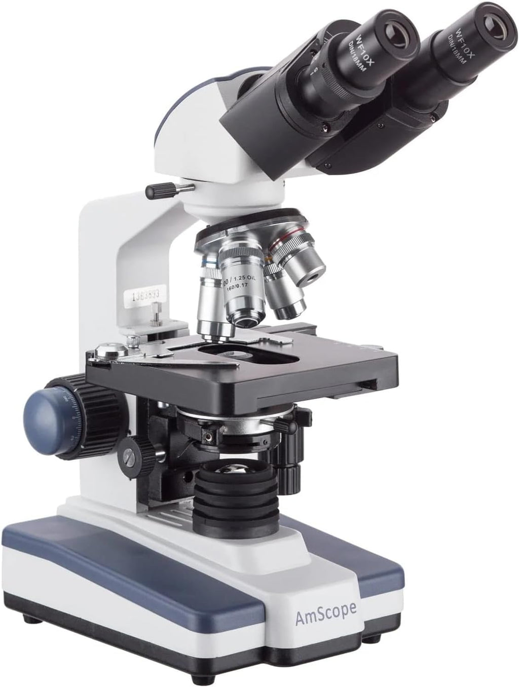 AmScope B120 Series Student & Professional LED Binocular Compound Microscope - 40X-2500X Magnification - Includes 5MP USB Camera & Siedentopf Head