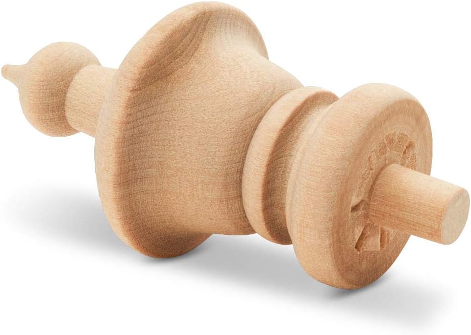 Unfinished Wood Finials Decorative, 3-1/2 inch, for Bed Post Finial, Curtain Rod Finials, Flagpole Topper, and Crafts, Pack of 4 Large Craft Finials, by Woodpeckers