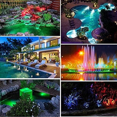 Pond Lights, RGB Color Changing Underwater Halloween Spotlight, Dimmable IP68 Waterproof Submersible Fountain Lights Outdoor Landscape Spot Light (6 in Set)