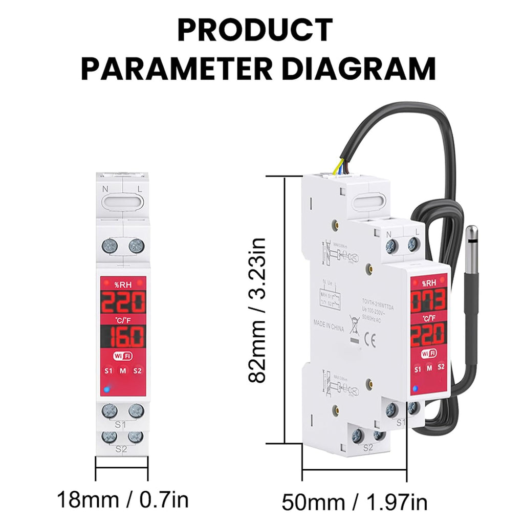 Eujgoov WiFi Temperature Humidity Switch Real Time Monitoring Dual Screen for Industrial Incubator Breeding Farm Remote Monitoring