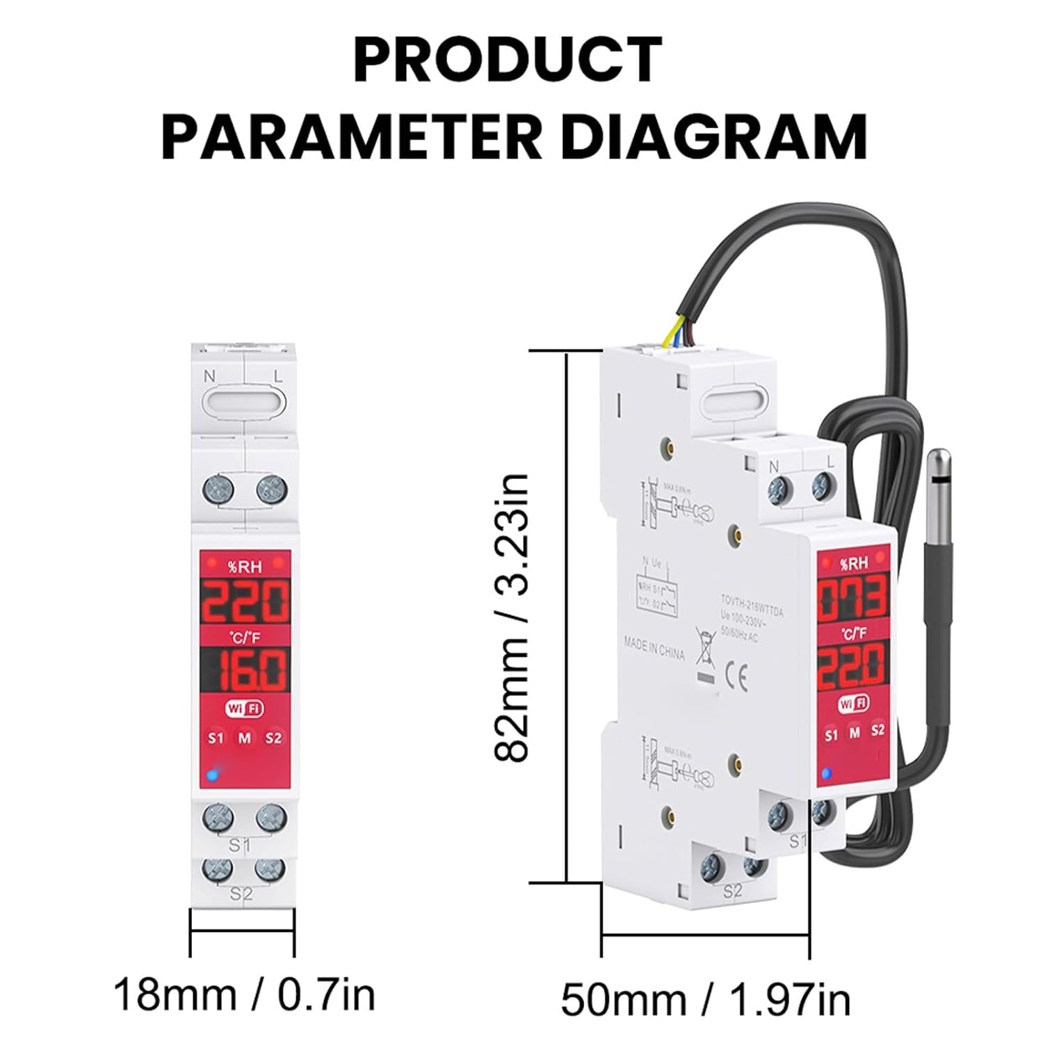 Eujgoov WiFi Temperature Humidity Switch Real Time Monitoring Dual Screen for Industrial Incubator Breeding Farm Remote Monitoring