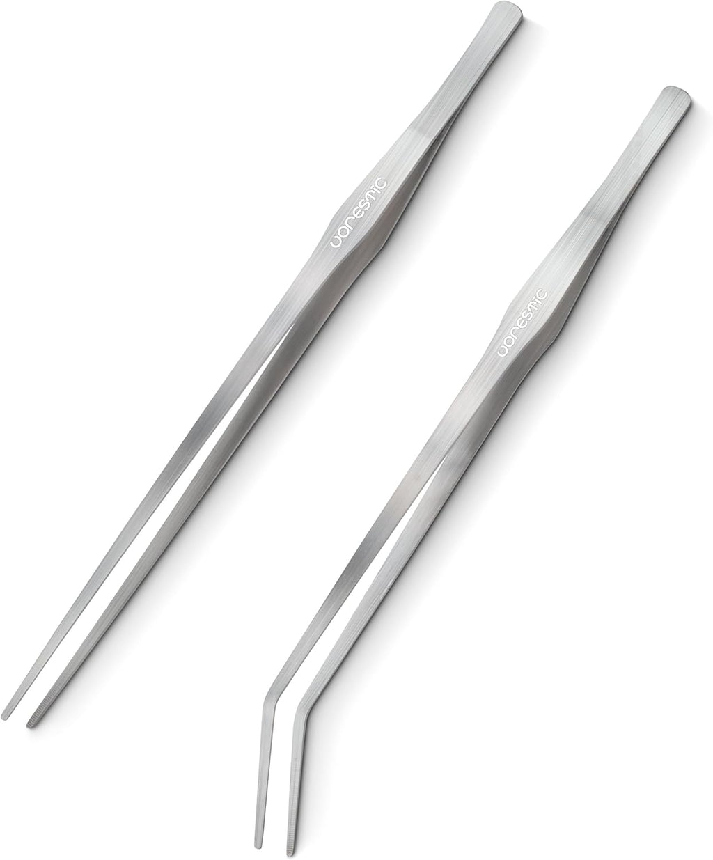 VORESTIC 2 Pcs 15 Inch Tweezers, Heavy Duty Reptile Feeding Tongs, Aquarium Tongs, Reptile Tweezers Feeding, Reptile Tongs, Straight and Curved Long Tweezers for Aquarium and Terrarium