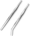 VORESTIC 2 Pcs 15 Inch Tweezers, Heavy Duty Reptile Feeding Tongs, Aquarium Tongs, Reptile Tweezers Feeding, Reptile Tongs, Straight and Curved Long Tweezers for Aquarium and Terrarium