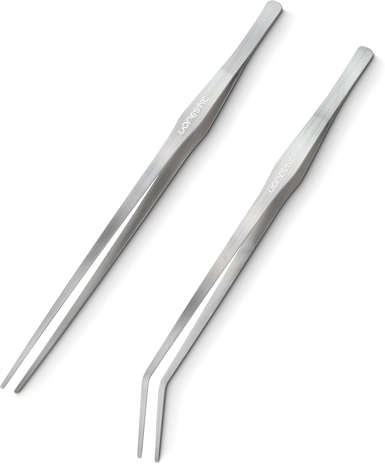 VORESTIC 2 Pcs 15 Inch Tweezers, Heavy Duty Reptile Feeding Tongs, Aquarium Tongs, Reptile Tweezers Feeding, Reptile Tongs, Straight and Curved Long Tweezers for Aquarium and Terrarium