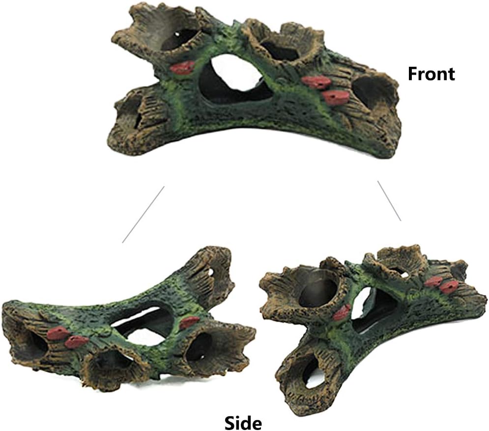 Tfwadmx Decaying Trunk Aquarium Ornament, Betta Fish Hideout Caves - Small Resin Aquarium Decoration Log with Holes for 20 Gallon Fish Tank