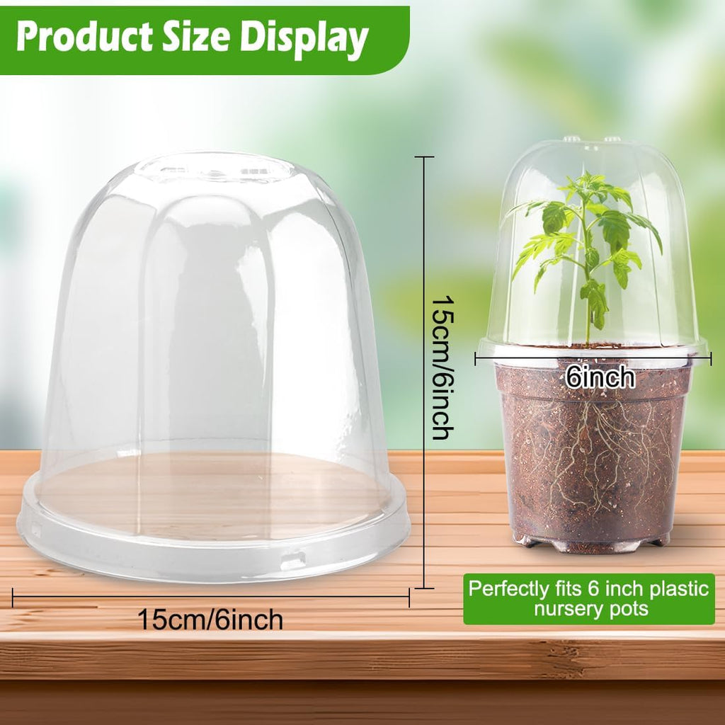 6 Inch Clear Humidity Dome, 30 Pcs Adjustable Plant Pot Domes Compatible with 6" Nursery Pots, Reusable Transparent Grow Dome Cover for Seed Starter Pots Outdoor Gardening Plant Growth