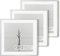 12x12 Metal Picture Frame with 10x10 Mat, Brushed Aluminum Finish, Attached Hanging Hardware, and Tempered Glass Front - Versatile Vertical or Horizontal Wall Display Frames(Sliver, Pack of 3)