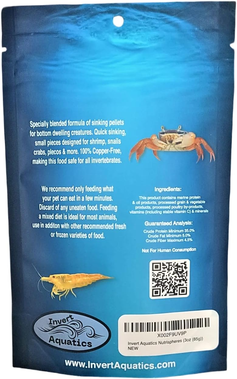 NutriSpheres - Sinking Diet for Snails, Shrimp & Bottom Feeding Fish (3 oz)