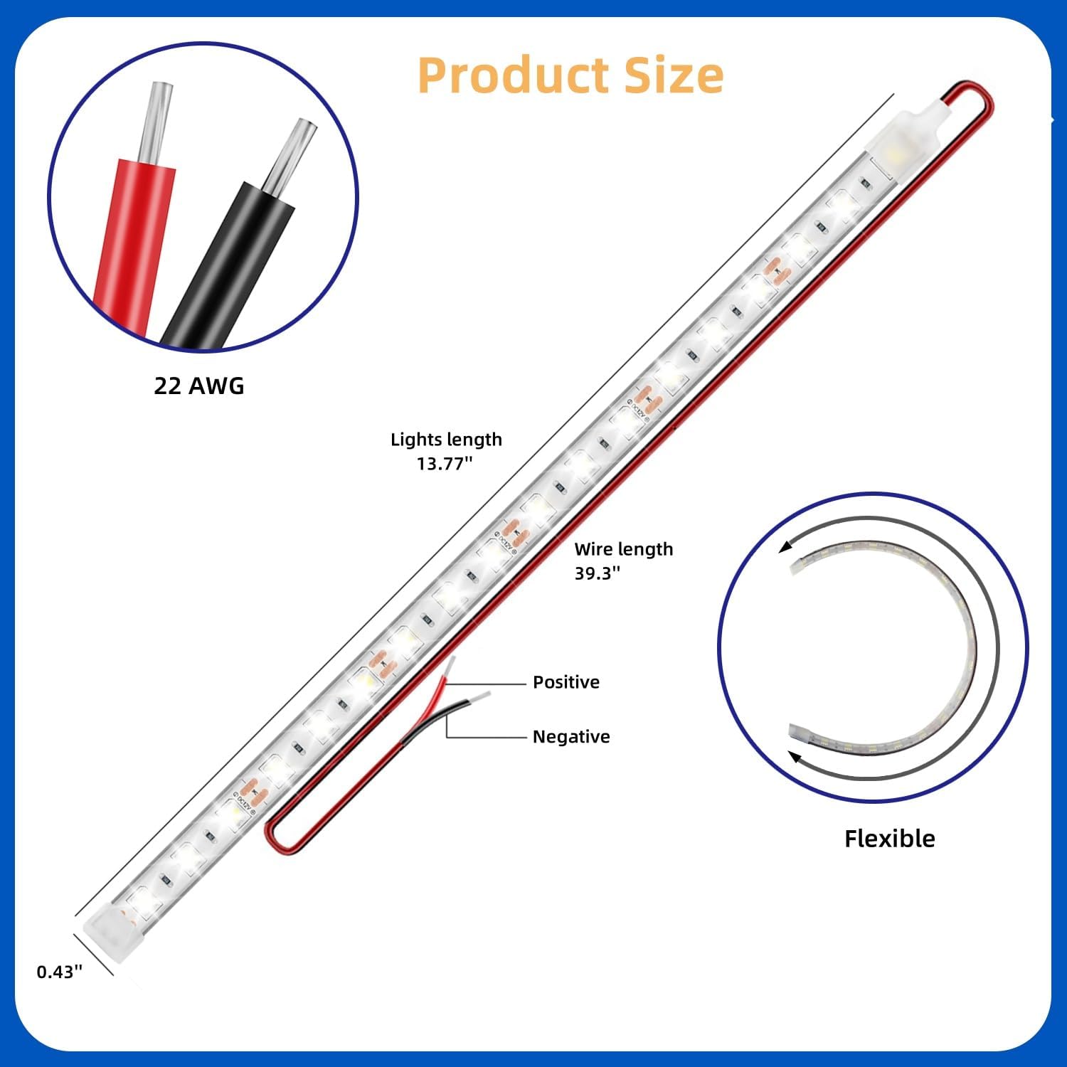 Boat Marine Submersible Led Strip Lights, 4 Pcs 12 Inches 12V Super Bright Boat Interior Lights, IP68 Waterproof Marine Led Strip Lights Night Fishing Lights for Boats, Kayak (White)