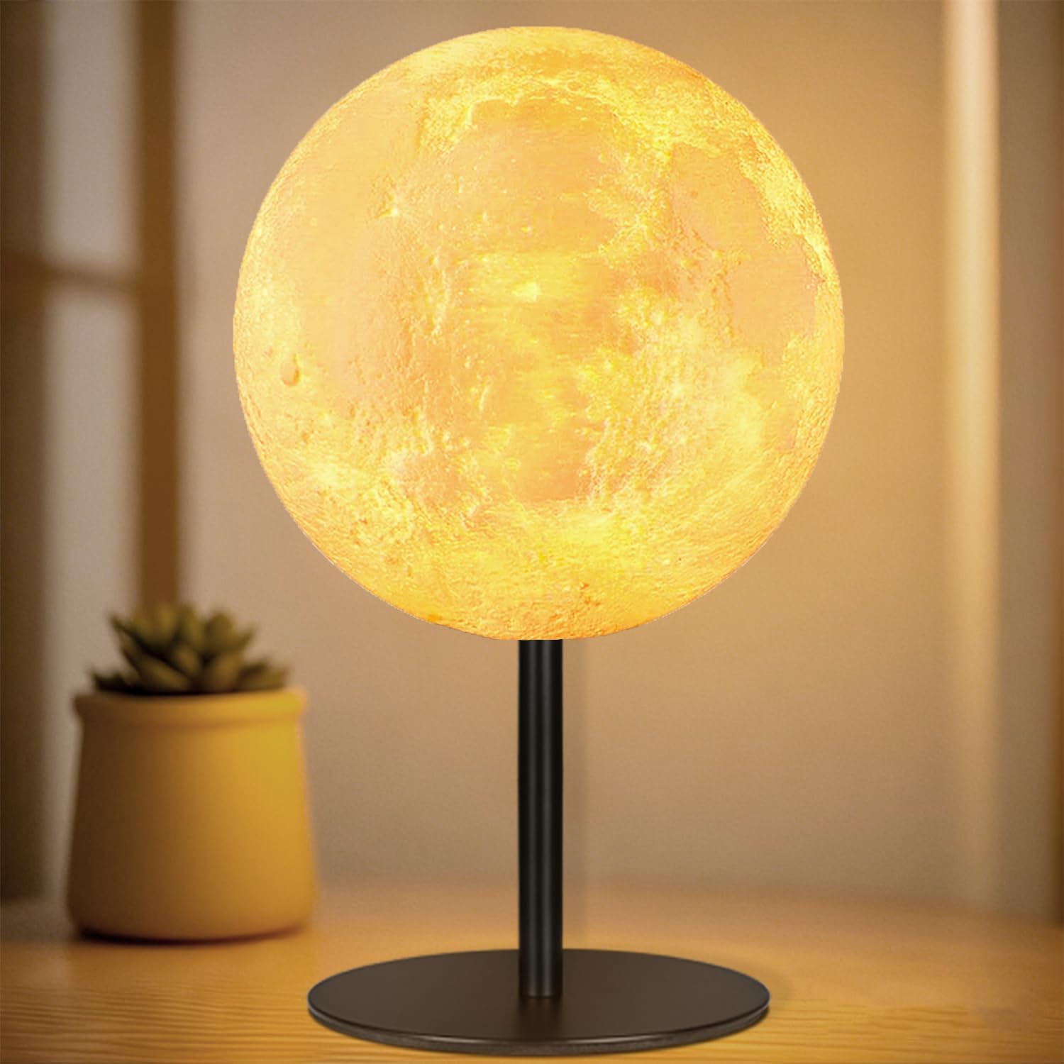 Moon Lamp Small Table Lamp for Bedroom, Dimmable Table Lamp with 30 Modes, Night Light Bedside Lamps for Night Stands, Desk Lamp for Living Room, Office, Dorm, Gifts for Kids Teens (Inline Control)