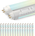 30PK T8 LED Tube Bulbs 4 Foot, Frosted 10W-22W 5 Watt Selectable 5 CCT 3500K-6500K, Type A+B Plug & Play or Ballast Bypass 4ft Fluorescent Light Bulbs Replacement, Single or Double-Ended