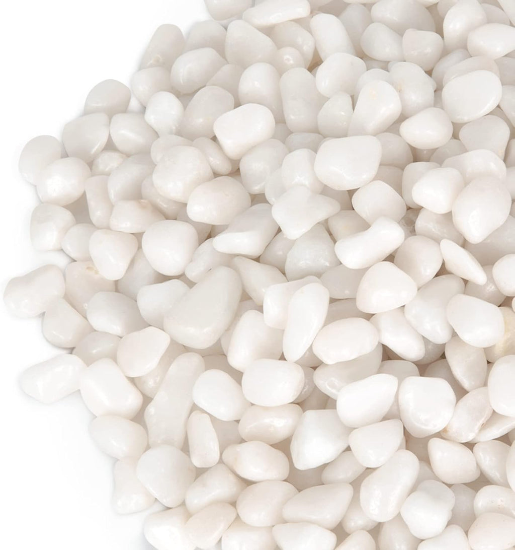 GASPRO 2.5 Pound Pebbles for Indoor Plants, 3/8" Decorative White Rocks for Vases, Planters, Succulents, Highly Polished Aquarium Gravel, Smooth Surface and Fade Resistant