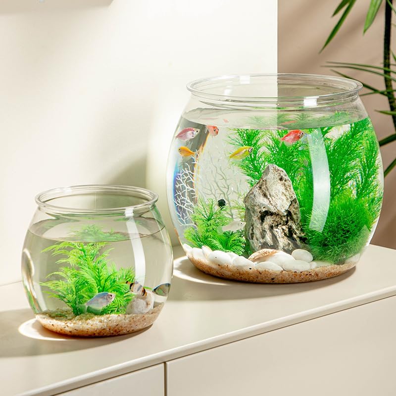 2Pcs Plastic Fish Bowls, 135oz Round Plastic Fish Tank 1 Gallon Aquarium Hydroponic Planter Floral Container for Candy, Carnival Games, Prizes, Party and Table Centerpiece Home Decor