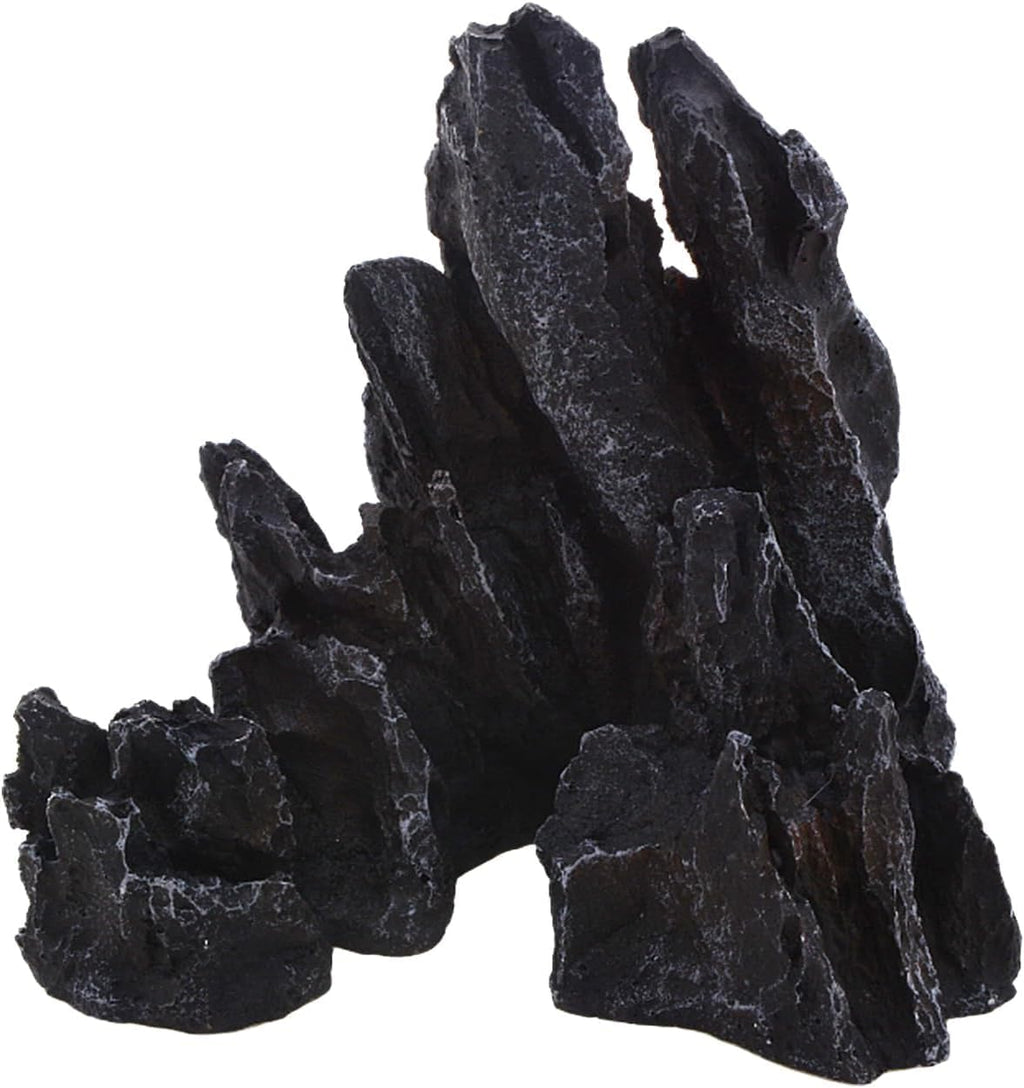 AnRui Aquarium Mountain Artificial Jagged View Stone Decorations Resin Betta Cichlids Hideaway Rock Aquascaping Hiding Cave Hermit Crab Hideout Ornaments (Small)
