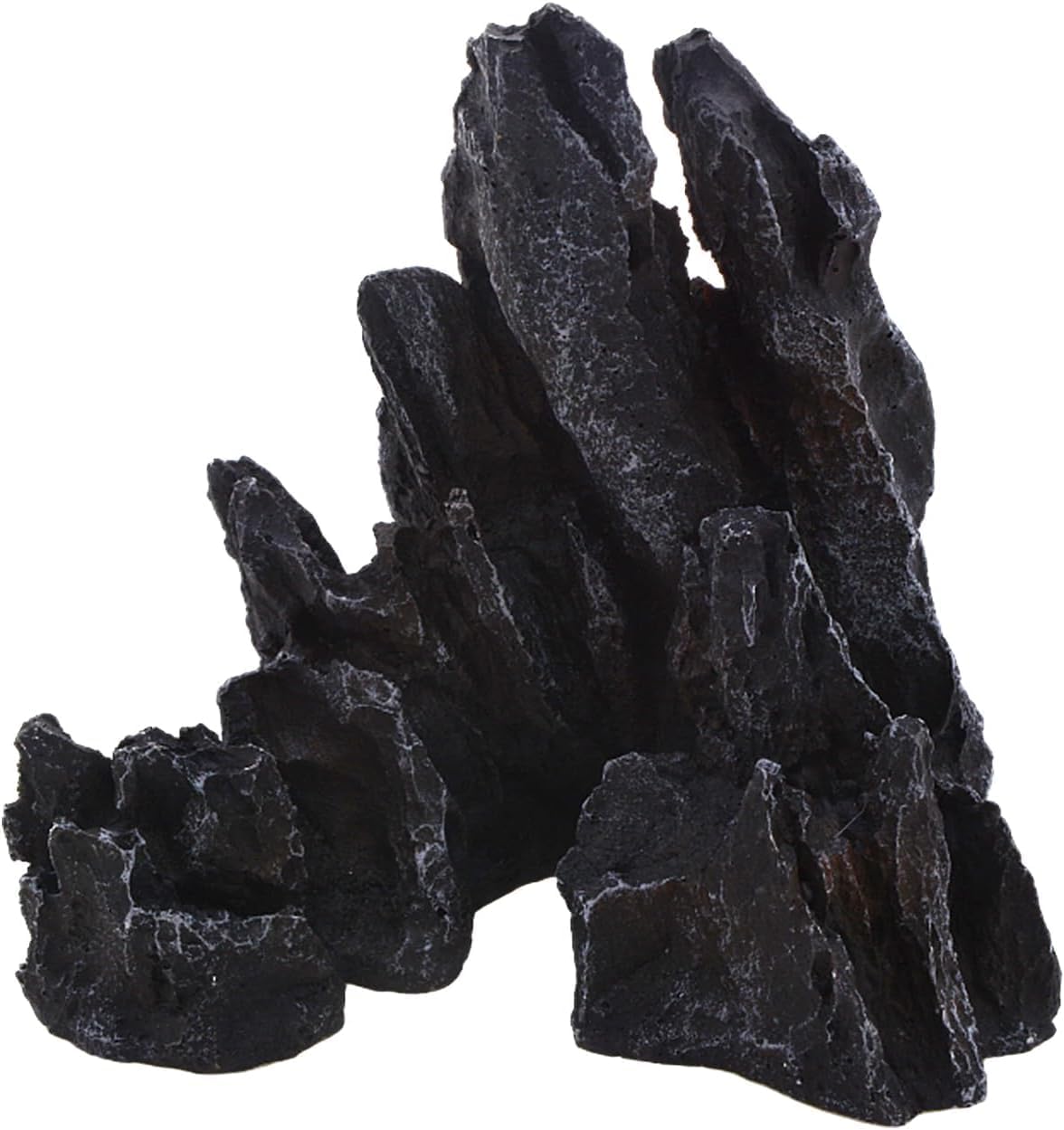 AnRui Aquarium Mountain Artificial Jagged View Stone Decorations Resin Betta Cichlids Hideaway Rock Aquascaping Hiding Cave Hermit Crab Hideout Ornaments (Small)