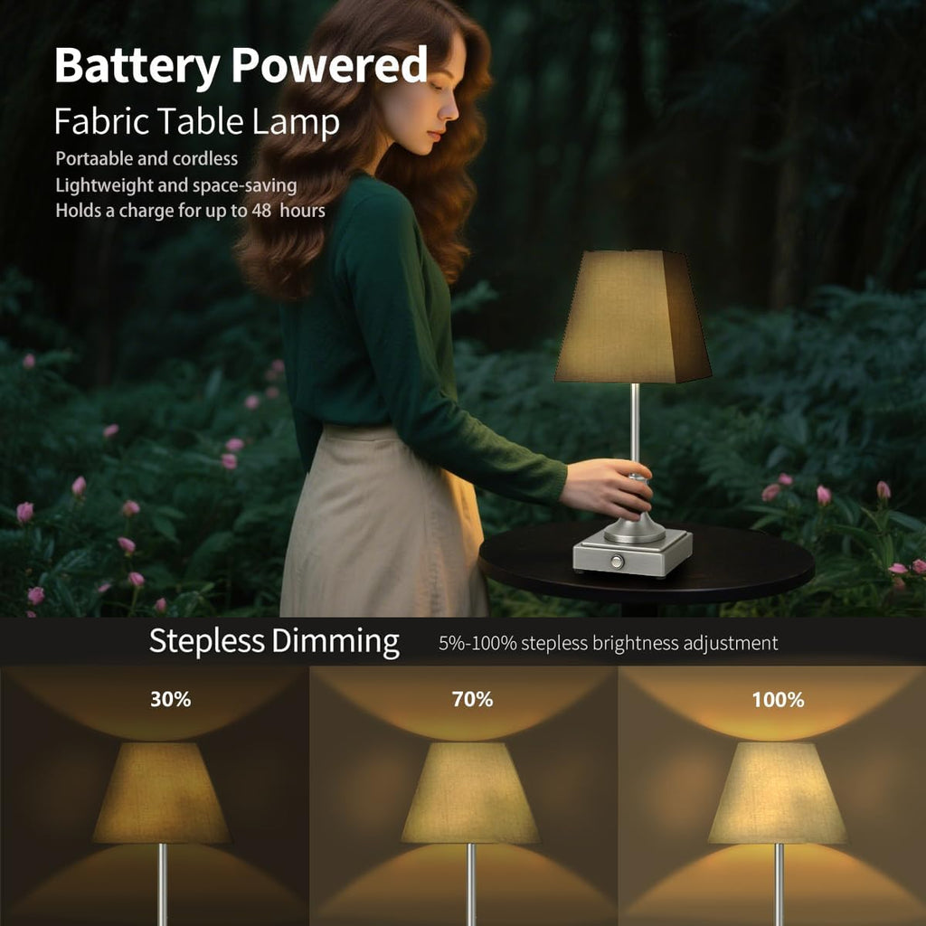 Rechargeable LED Table Lamps with Stepless Touch Control,Sliver Cordless Lamp for Living Room&Bedside&Patio&Shower,Small Desk Lamp(6000mAH Battery),1 Pack for Home Decor,Best Gifts for Family