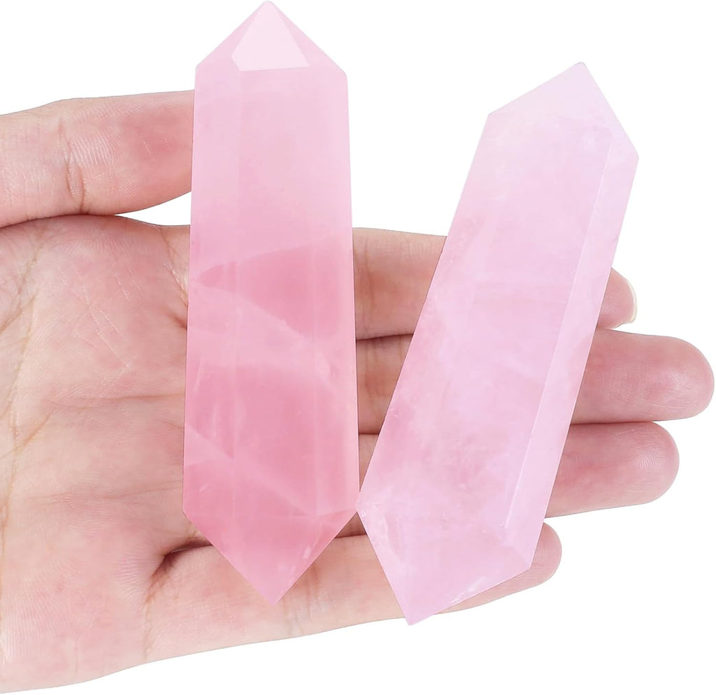 YATOJUZI 3.5" Rose Quartz Healing Crystals Wand Natural Crystals and Healing Stones Large Hexagonal Rose Quartz Crystal Points for Meditation Divination Reiki Energy Balancing 1PCS
