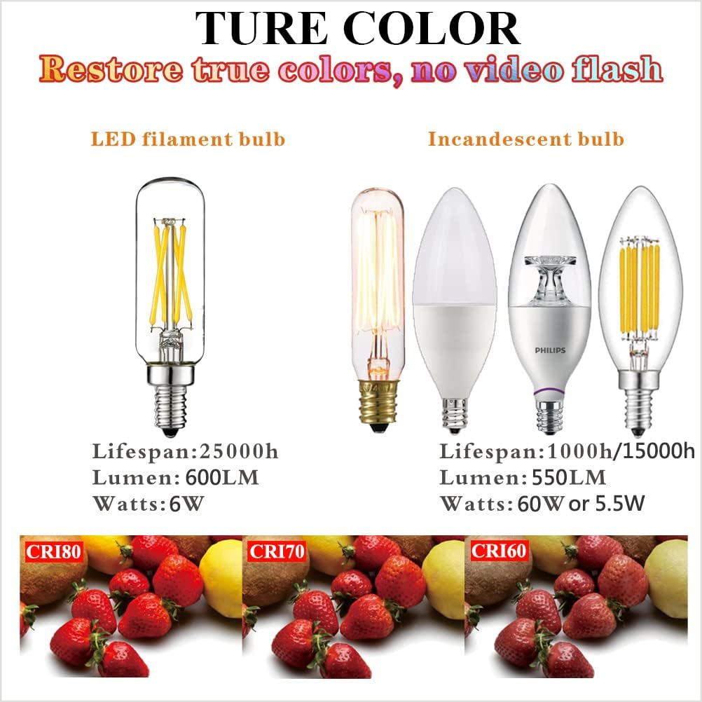 LiteHistory E12 led Bulb 6W Equivalent Candelabra Light Bulbs 60 watt Neutral White 4000K AC120V 600LM Dimmable T6 T25 for Chandeliers,Ceiling Fan and Wall sconces Pack of 6