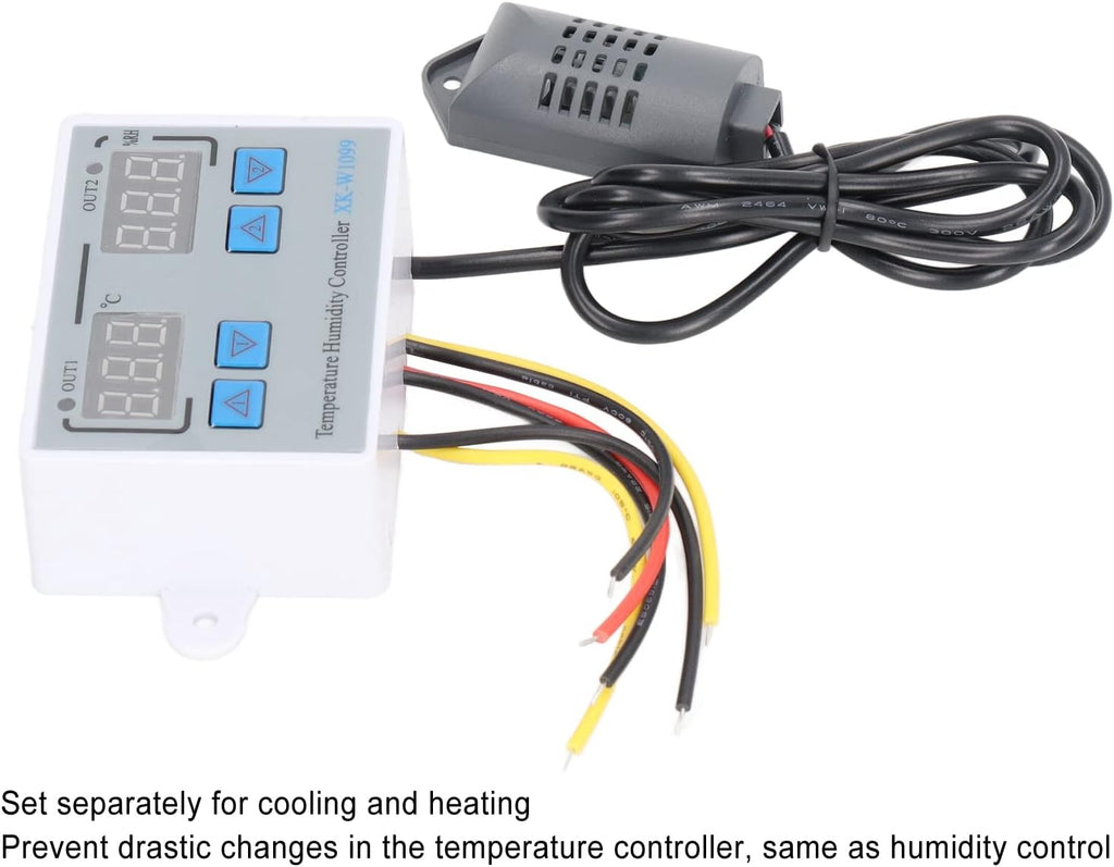Topyond Dual Display Temperature Humidity Controller Digital Thermostat Module,Heating Cooling Humidification and dehumidification Control 12V 220W for Humidifier Dehumidifier Gree