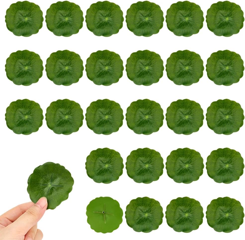 30PCS Artificial Water Lily Leaves,Small Realistic Floating Water Lily Pads, Pond Plant Lotus Leaves Suitable for Fish Tank,Terraces,Pool,Aquarium Decoration(2.32inch)