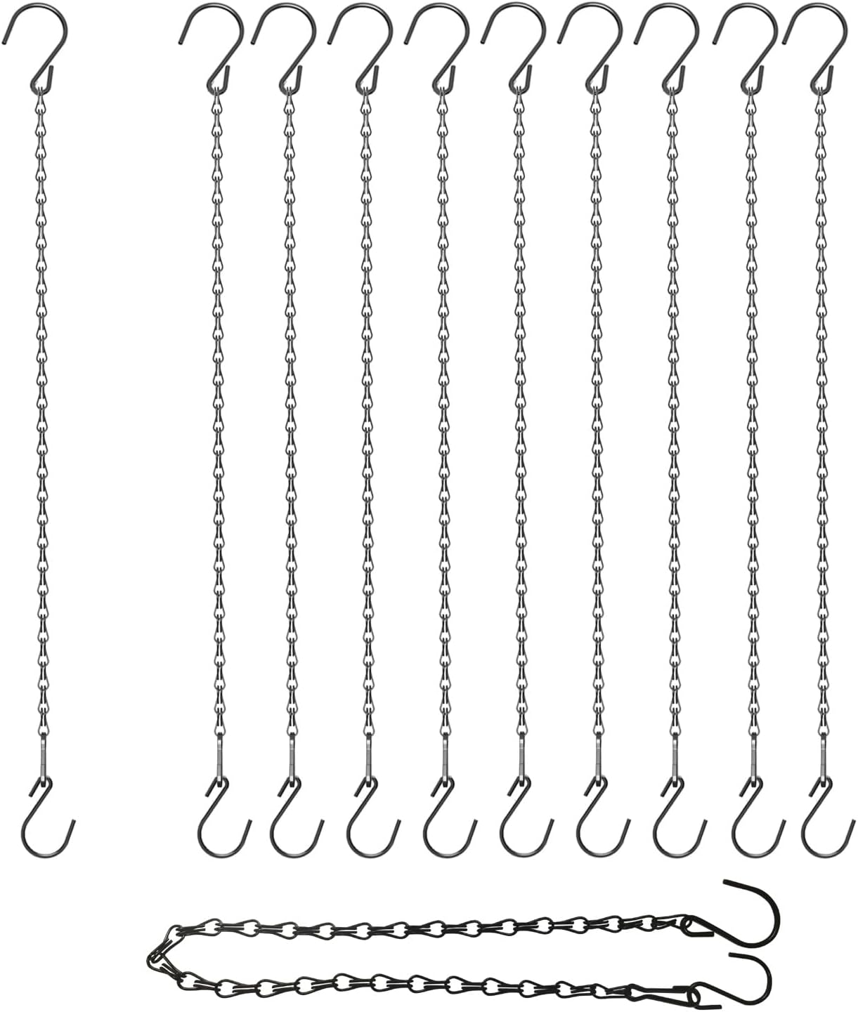 Adjustable Hanging Chain with Hooks, 25 Inch, Black