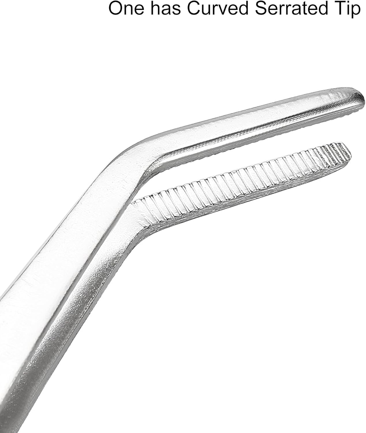 8 Inch Stainless Steel Tweezers with Straight and Curved Serrated Tip Multipurpose Forceps for Craft Repairing 2 Pack