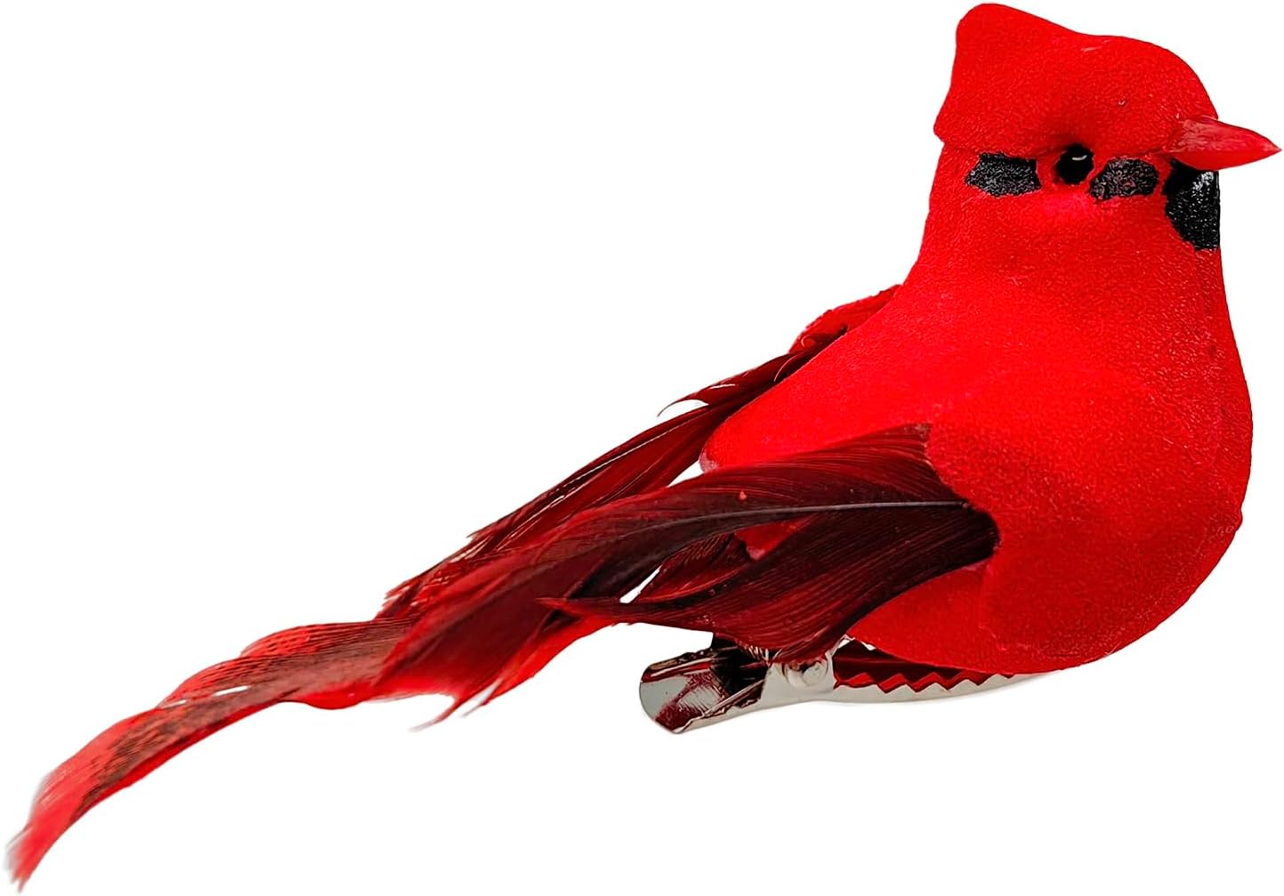 Berfutall-Cardinal Clip On Christmas Tree Ornament Decorations - Red Feathers Set of 12 Pieces Each is 2.8" Lon(B)