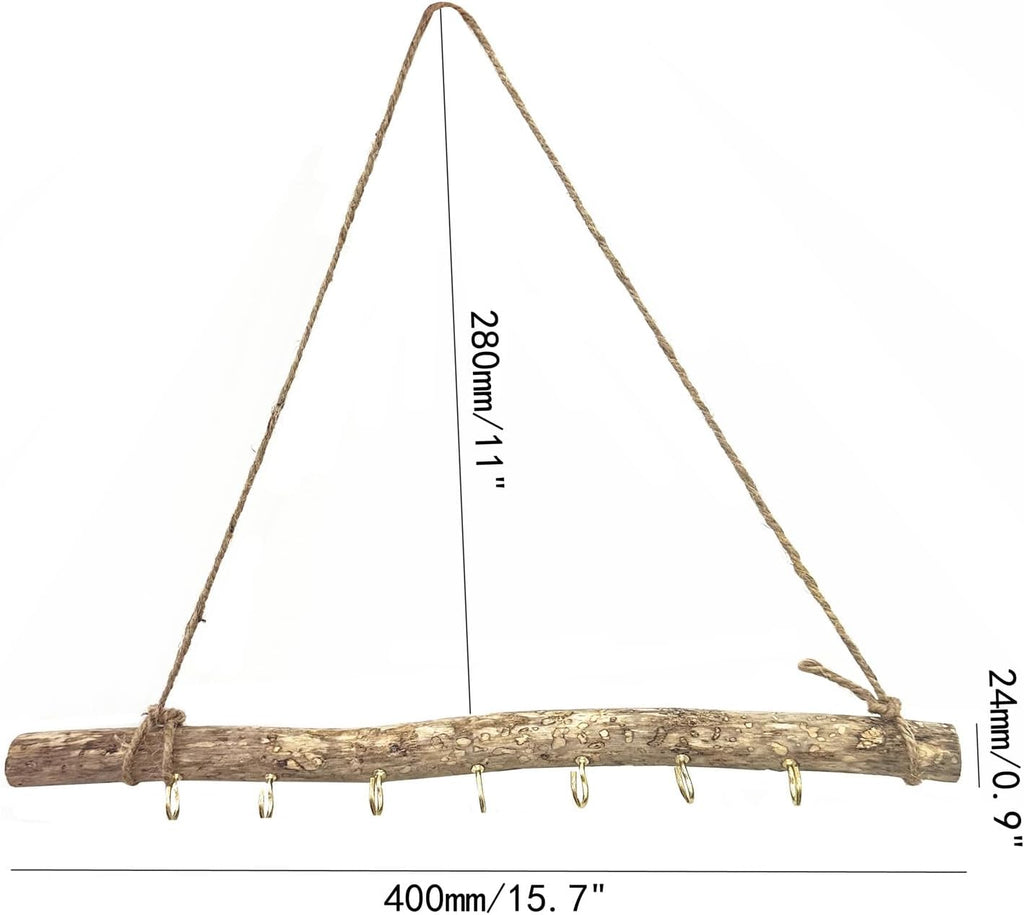 2 Pcs Decorative Floating Wall Shelves Coat Hooks Driftwood Branch Hook Branch Hanger Rack for Keys Hats Entryway