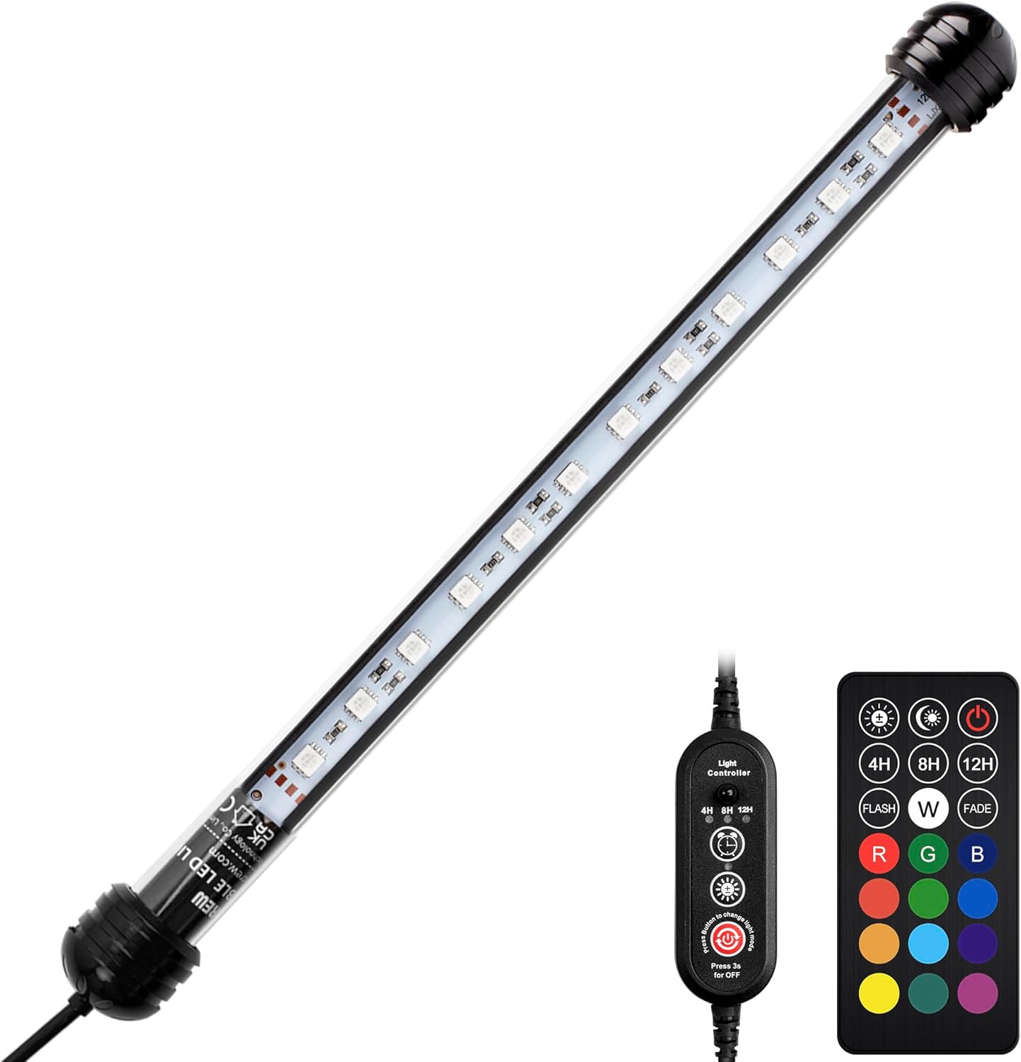 NICREW LED Aquarium Light, 11 Inches Submersible Fish Tank Light, Waterproof Underwater Light with Multicolor Option
