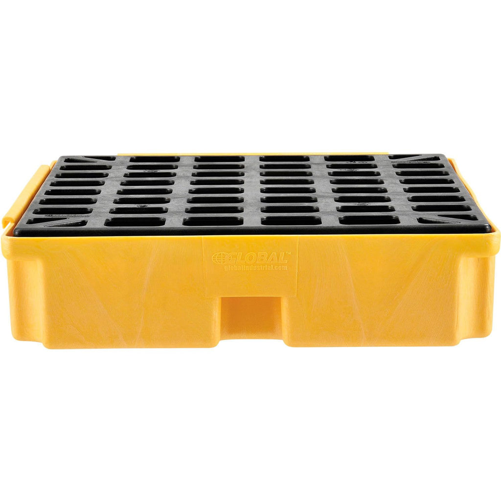 Global Industrial Low Profile Spill Containment Modular Platform, 1 Drum Capacity, 15 Gallon Liquid Capacity, 2000 Lbs Weight Capacity, 26"W x 26"D x 6-1/2"H, Yellow