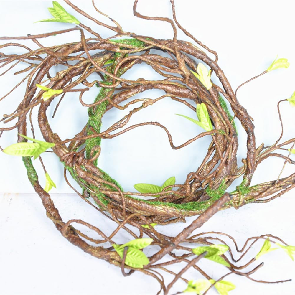 3Pcs Artificial Bendable Tree Branches for Decoration, 35in Realistic Faux Dried Branches Wreath, Fake Vines Tree Twigs with Leaves for Home Decoration, Flower Garlands, Crafts