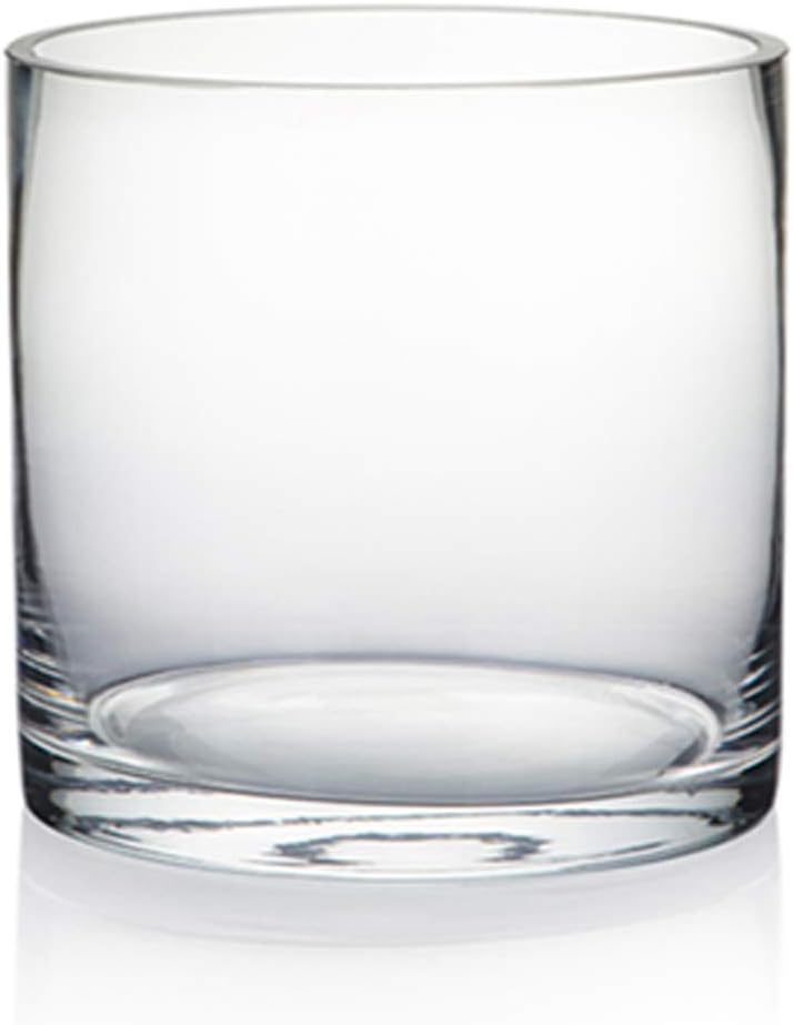 WGV Cylinder Glass Vase, Diameter 5", Height 5", Clear Glass Floral Planter Container, Floating Candle Holder for Wedding Party Event Home Office Decor, 1 Piece