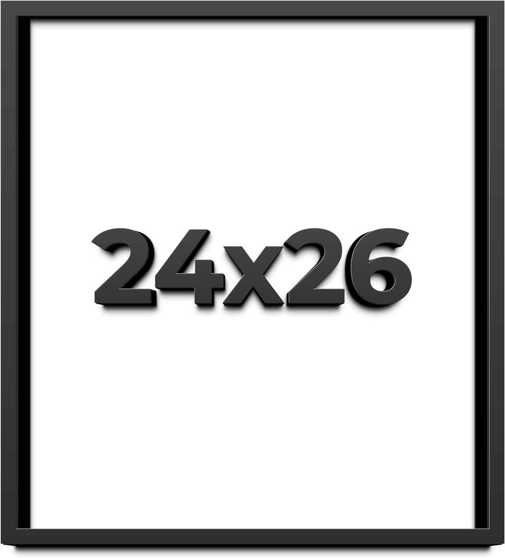 24x26 Shadow Box Frame Black | 1 Inch Deep Solid Wood Shadowbox Display Frame | UV Resistant Acrylic Plexiglass, Acid Free Backing, and Hanging Hardware | Dugan Picture Frame Style