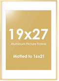 Fun Memories 19x27 Picture Frame, Metal Picture Frame Wall Mounting Horizontally or Vertically - Poster Frame Simple and Elegant Decor for Wall - 1 Pack - Gold