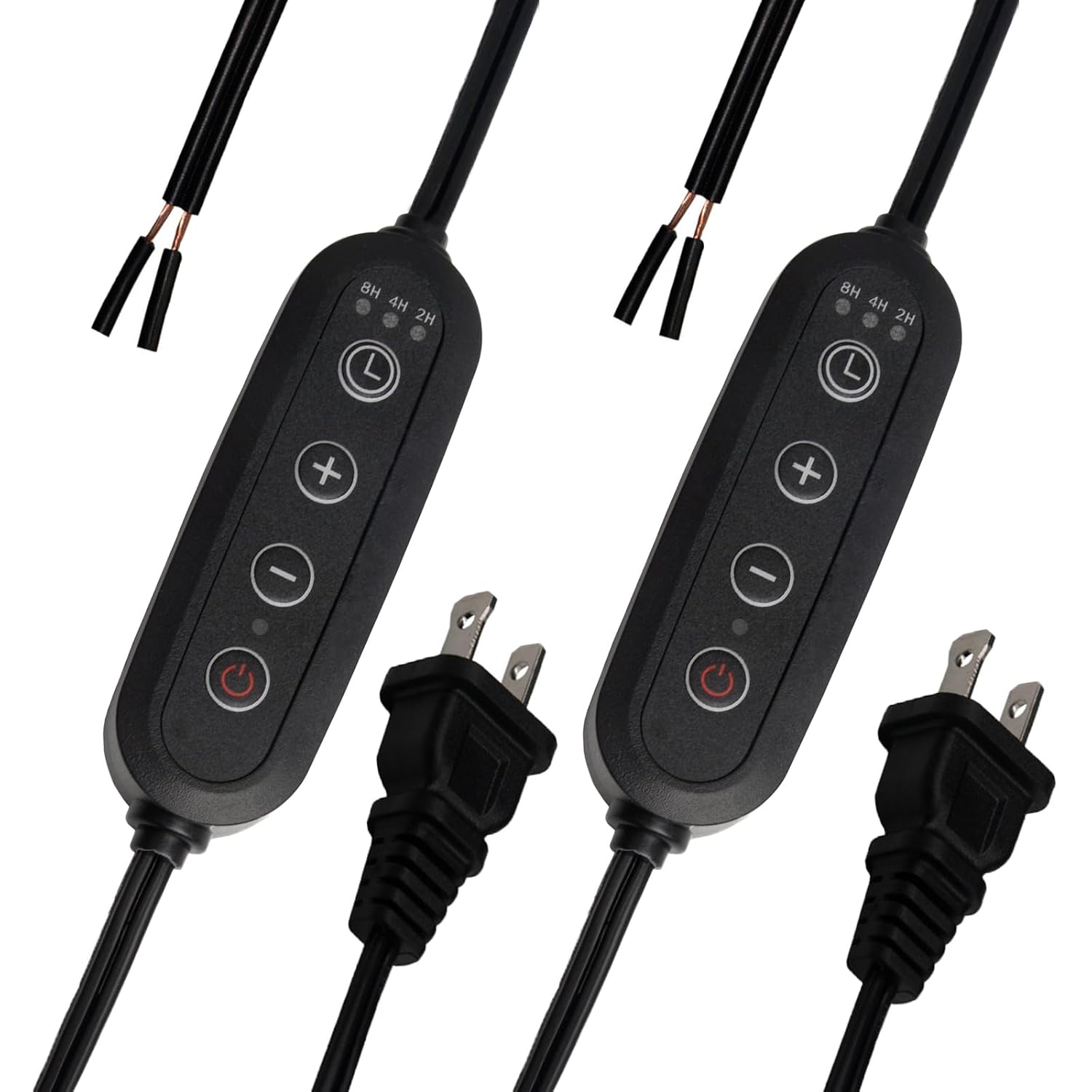 2Pack Plug-in Dimmer 110-120V Timer Switch Wire for Grow Lights Aromatherapy Diffuser 2H/4H/8H Dimmer Inline Lights Switch for Incandescent/Halogen Bulb Table or Floor Lamp