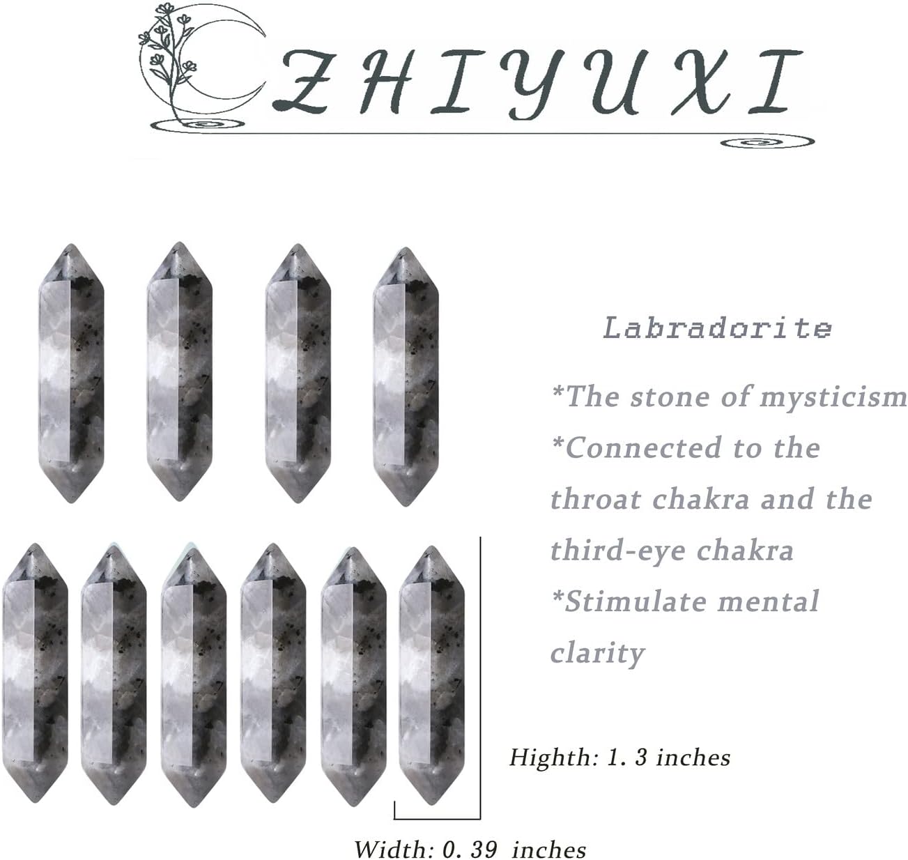 ZHIYUXI 20 Pcs Labradorite Crystal Healing Crystals Labradorite Gemstone Stones and Crystals Tumbled Polished Energy Reiki Healing Stone Wholesale Crystal Wands Decor Gifts