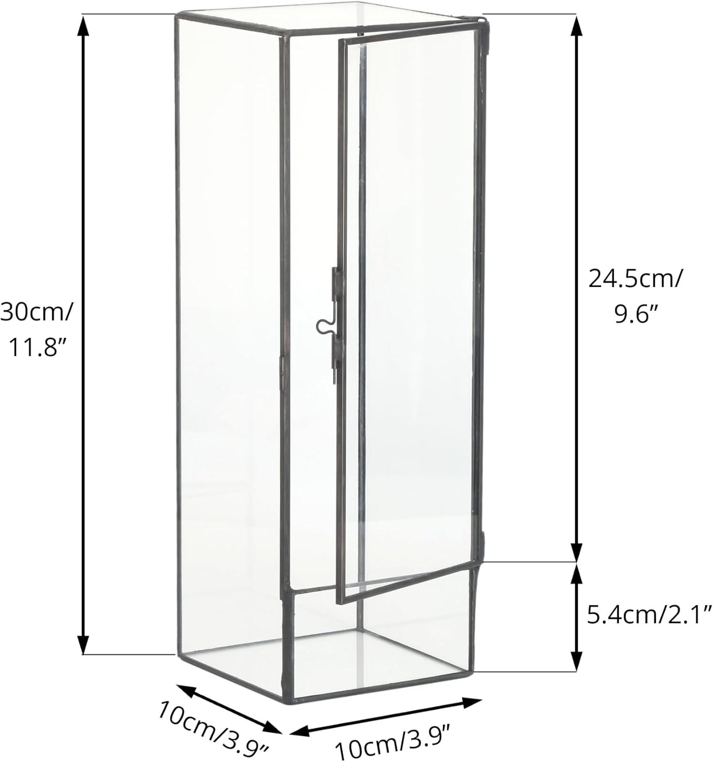 NCYP Closed Glass Terrarium with Door - 3.9x3.9x11.8 Inches Rectangular Tall Planter Box for Fern, Succulent Plants, Home Garden Tabletop Decor, Handmade (Terrarium Only)
