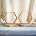 Efavormart 2 PC | 9" Tall Hexagon Rustic Wood Centerpiece | Natural Geometric Terrarium | Honeycomb Storage Shelf