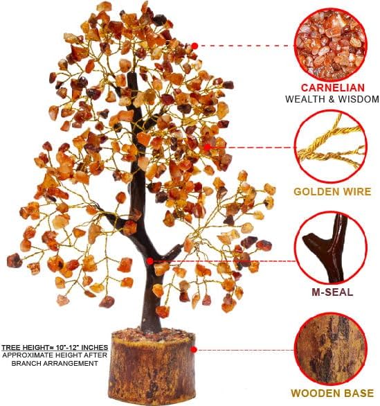 Carnelian Crystal Tree of Life for Home, Office, and Desk Décor | Handmade Bonsai for Motivation, Creativity & Success | Perfect Passion Booster Gift for Loved Ones