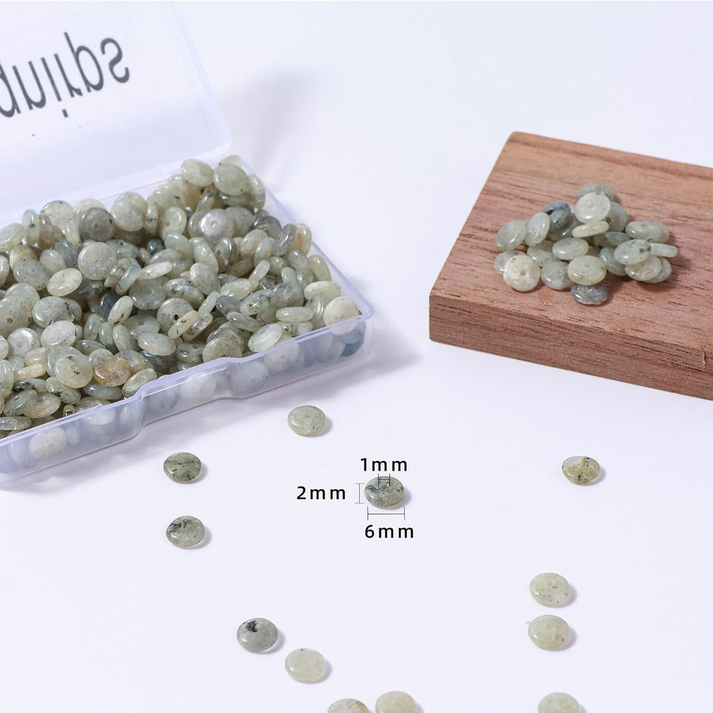 Natural Spectrolite Disk Stone Spacer Beads 6x2mm 38cm/str Flat Rondelle Loose Semi Gemstone Caps for Making Bracelets Necklace
