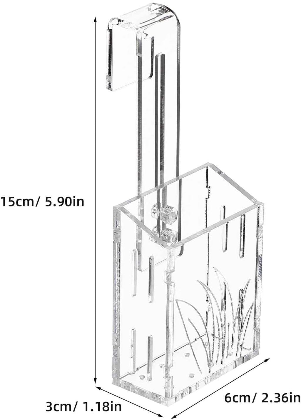 POPETPOP Hanging Aquarium Plant Holder : Transparent Acrylic Aquarium Planter with Hook Plant Holder for Fish Tank, 5.89X2.36X1.18in
