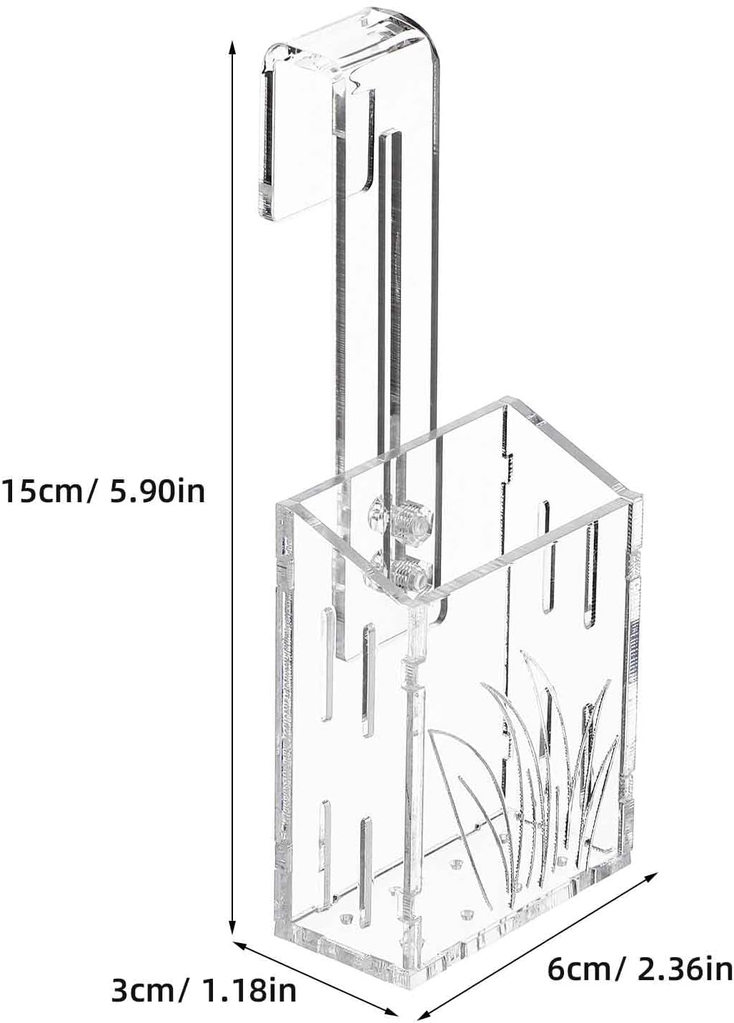 POPETPOP Hanging Aquarium Plant Holder : Transparent Acrylic Aquarium Planter with Hook Plant Holder for Fish Tank, 5.89X2.36X1.18in