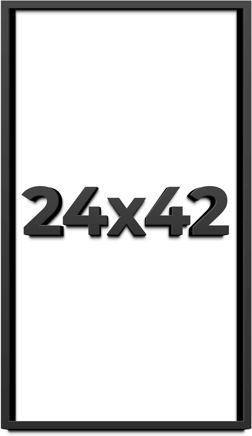 24x42 Shadow Box Frame Black | 1 Inch Deep Solid Wood Shadowbox Display Frame | UV Resistant Acrylic Plexiglass, Acid Free Backing, and Hanging Hardware | Dugan Picture Frame Style