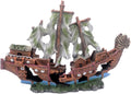 Ulifery Aquarium Sailing Boat Shipwreck Sunken Pirate Ship Resin Fish Tank Decorations Aircraft Carrier for Betta Super Large XXL for 55-75 Gallon Tank