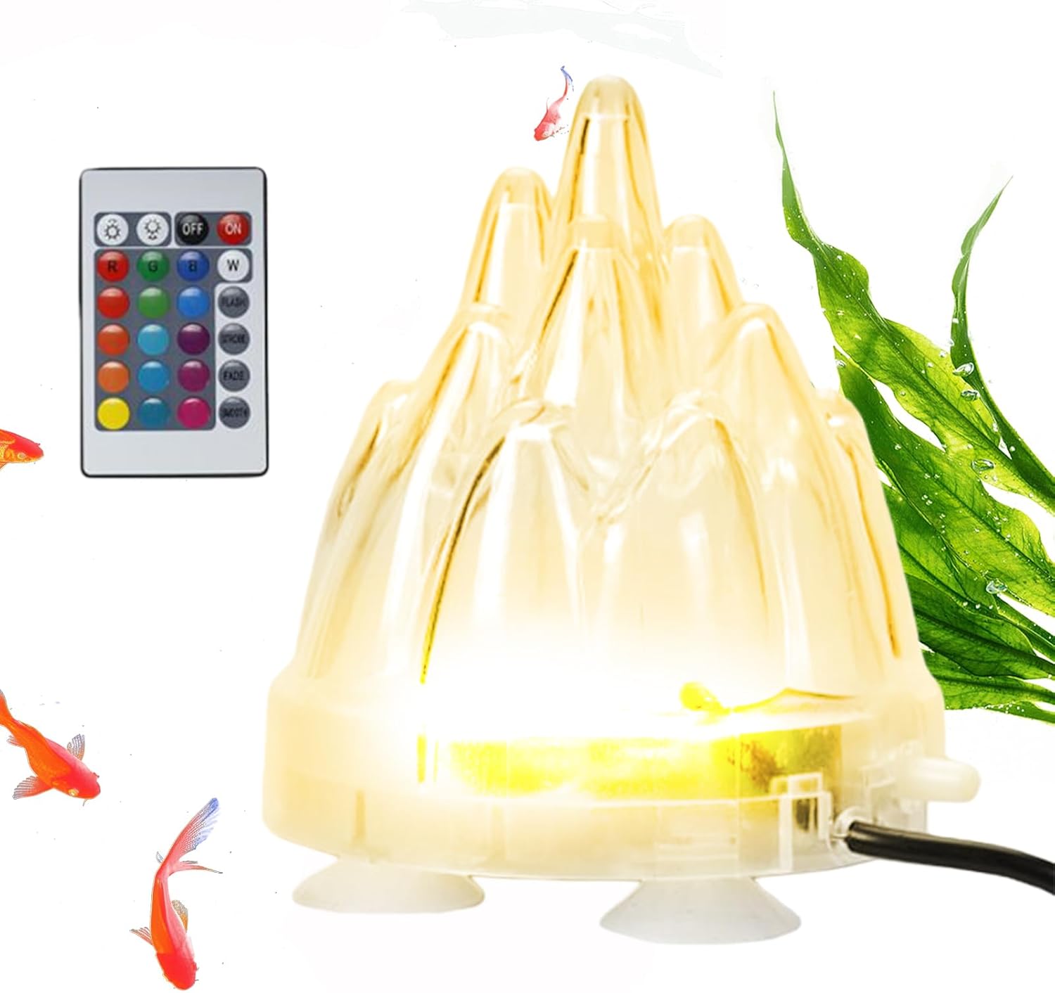 Aquarium Volcano Ornament - Remote-Controlled Volcano, Aquarium Decoration with Built-in Air Stone Bubbler, Interactive Design for Saltwater and Freshwater Tanks, Turtle Bowls, and Home Display