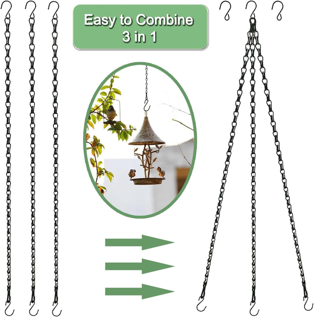 Adjustable Hanging Chain with Hooks, 25 Inch, Black