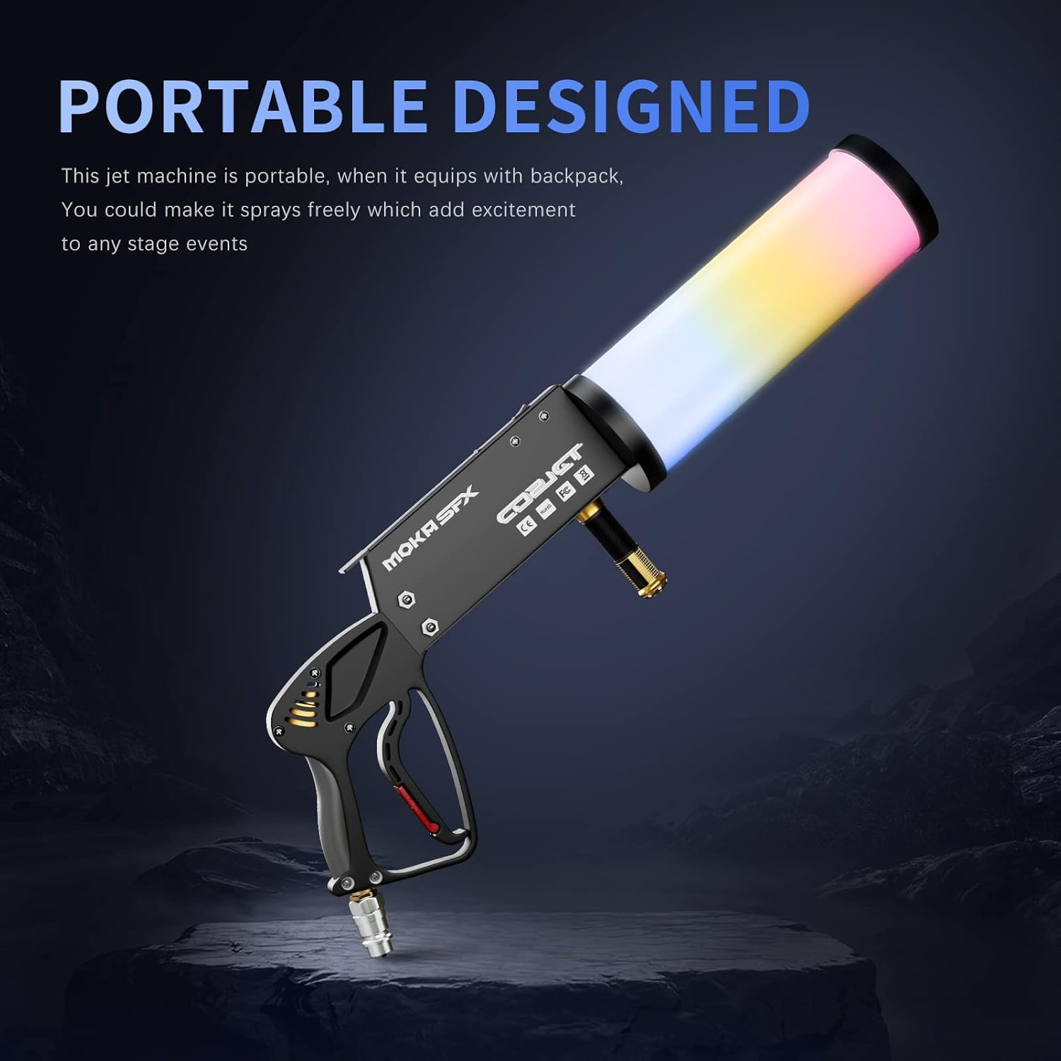 MOKA SFX LED Co2 Jet Machine Handheld Effect for Nightclub Wedding Party Dj Halloween Stage Concert Live Party Special Effect