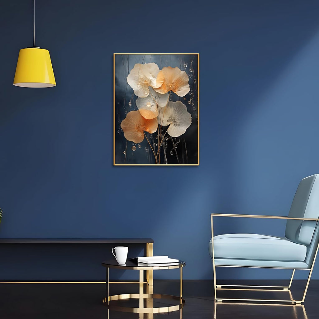 Botanical Leaf Canvas Wall Art, Modern Nature-Inspired Decor for Living Room, Bedroom, Office Ready to Hang (Gradient Glow, 23"Wx31"H/60x80cm, Gold Frame)