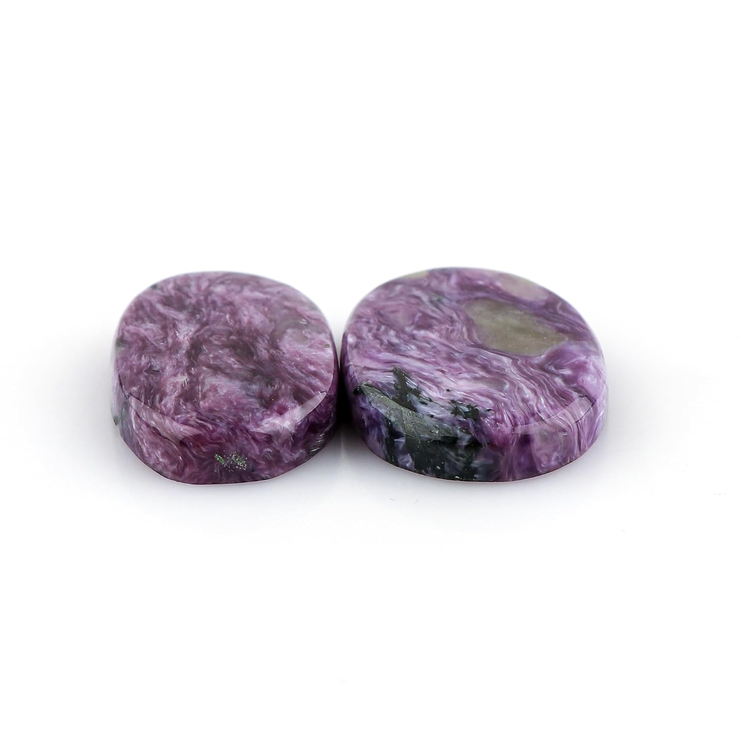CRYSTALIS Wholesale 2pcs Natural Charoite Loose Gemstone Bulk Cabochons Jewelry Making Supply, Chakra Healing Polished Stones, Wire Wrapping, DIY, Gem Collection