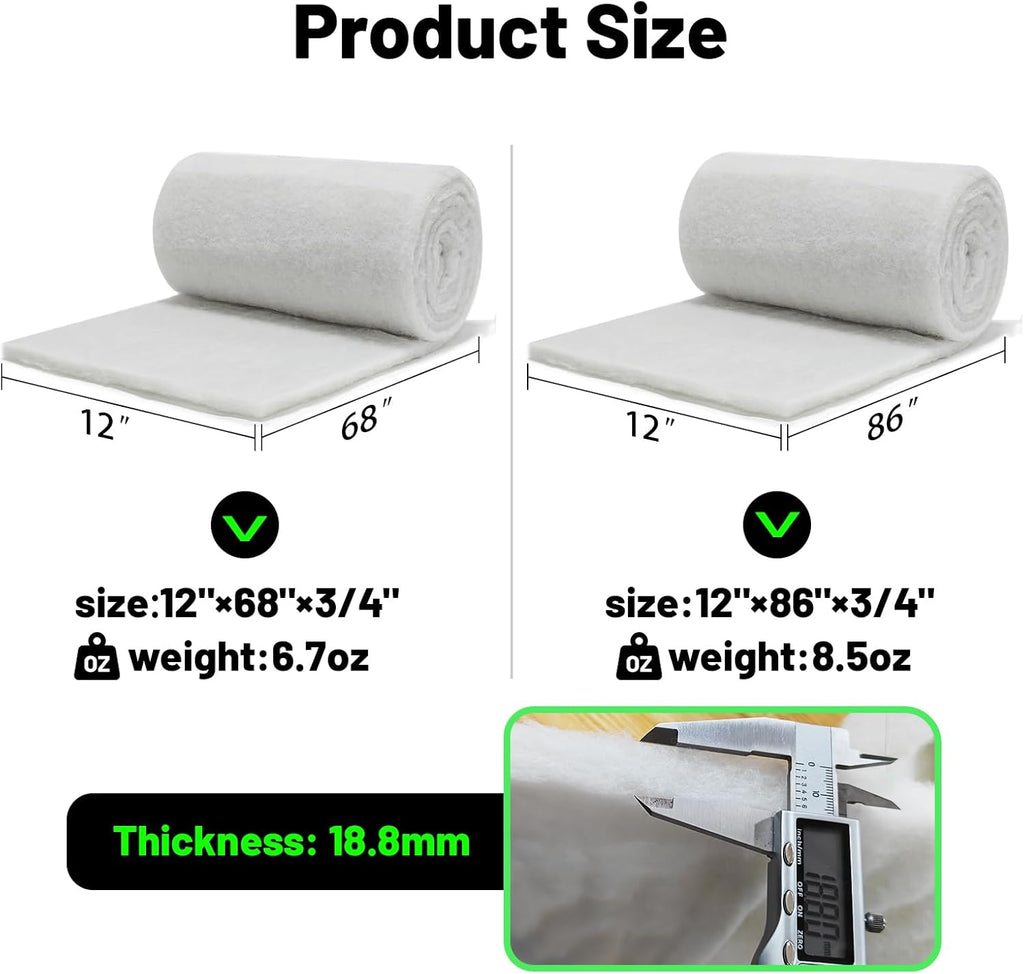 hygger 3/4'' Thick Aquarium Filter Floss 12"x 86" Poly Fiber Fish Tank Filter Media Water Polishing Filter Pad for Sump Canister Hang On Back Filter Cut to Size